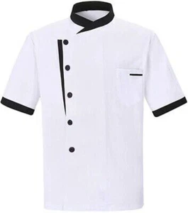 Chef Coat Short Sleeve Jacket for Kitchen Restaurant Hotel Bakery Uniform - Picture 1 of 6