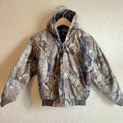 Game Winner Real Tree Camo Insulated Hooded Jacket Kids Small Hunting Camping - Image 1 of 4