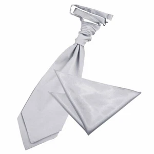 Silber Satin schlicht massiv Hochzeit Herren Krawatte und Einstecktuch Set von DQT - Bild 1 von 2