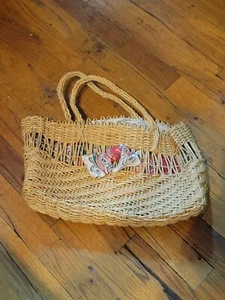 Vintage Tote Weaved Basket Purse Bag Unique - Picture 1 of 3