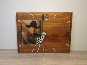 Holz Wanduhr George Strait Photo County Cowboy funktioniert! - Bild 1 von 5