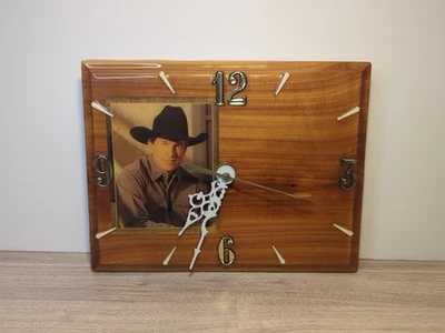 Reloj de pared de madera George Strait foto condado vaquero ¡funciona! Foto 1 de 4