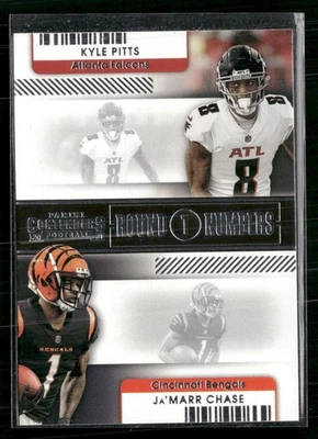 2021 Panini Contenders #RN-KPI Kyle Pitts / Ja'Marr Chase Round Numbers - Image 1 of 2
