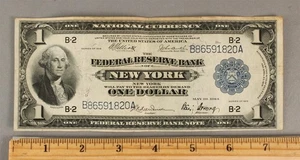 1918 Large-Sized One Dollar B86591820A NY US Federal Reserve Blue Seal Banknote - Picture 1 of 4
