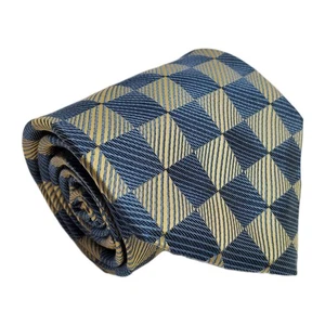 Burma Bibas Blue & Beige Geometric Men's Designer Silk Necktie Jacquard - Picture 1 of 5