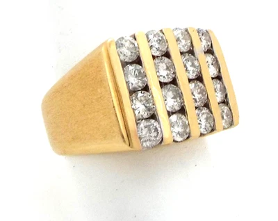 Mens Ring - 14k Yellow Gold - 2 1/2 CTW Diamonds - 18Grams - Size 10 1/2 ~#6824 - Image 1 of 4