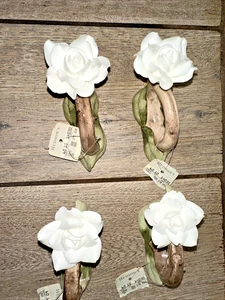 Weiße Rose Bone China Serviettenhalter 4 Stück Vintage New Old Stock von Hudson's - Bild 1 von 18