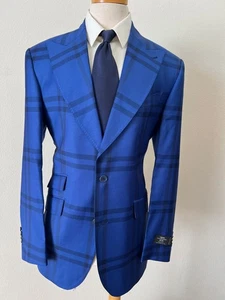 Blue with black super 150 single breasted Cerruti wool suit - Picture 1 of 4