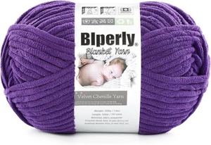 Super Bulky Velvet Chenille Yarn Dark Purple Crochet Knit - Picture 1 of 4