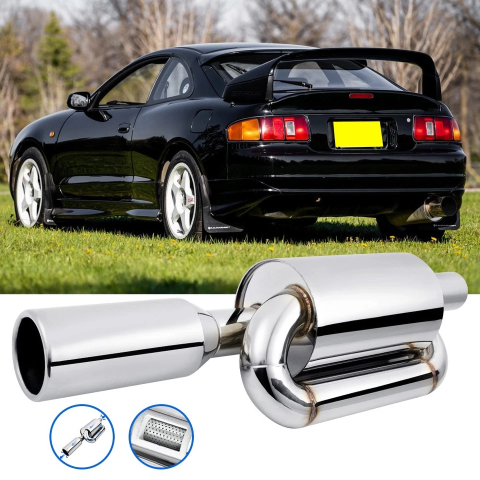 Silenciador de punta de escape de doble bucle JDM cromado 2,5" entrada 4" salida para Toyota Celica GT4 Foto 1 de 4