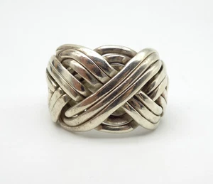 Vintage LARGE Sterling Silver PUZZLE Knot Weave 12 Band Ring Size 8.75 Men’s - Picture 1 of 6