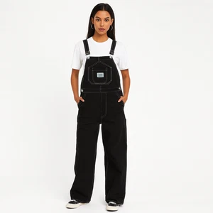 Stussy Brentwood Overalls AUS 10 US6 Dark Blue Wide Leg Contrast Stitch Dungaree - Picture 1 of 6