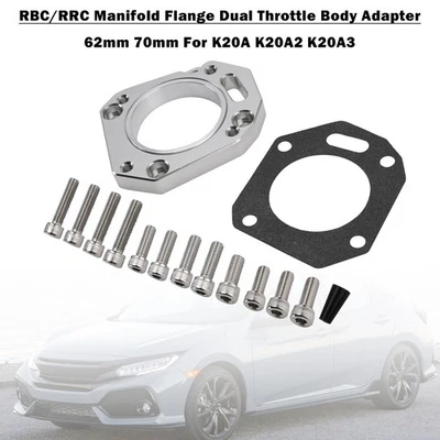 Manifold Flange Dual Throttle Body Adapter 62mm 70mm Für K20A K20A2 K20A3 - Image 1 of 4