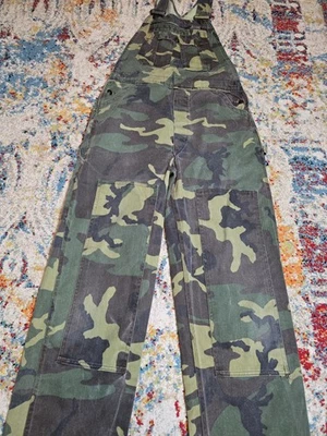 Винтажный 90-х Liberty Woodland камуфляж комбинезон охоты брюки двойной колена джинсовой ткани 34 x 32 - Изображение 1 из 4