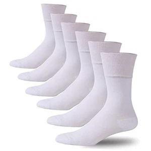 Non-Binding Cushion Crew Cotton Diabetic Socks for Men and Medium 6-white - Picture 1 of 7