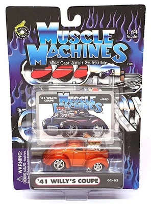 Muscle Machines 1/64 Scale 71151 01-63 - 1941 Willy's Coupe - Met. Lt. Copper - Image 1 of 4