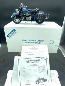 1948 Indian Chief Motorcycle Diecast Maßstab 1:10 blau Danbury neuwertig mit Papieren & Box - Bild 1 von 6