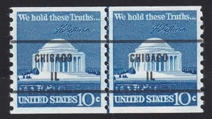 1520a 10¢ Jefferson Memorial Line Pair, Bureau Precancel, Unused F-VF PH OG - Picture 1 of 2
