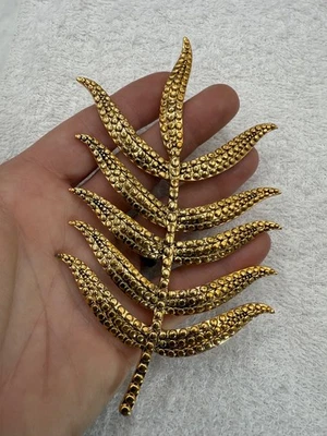 Vintage Joan Rivers Palm Leaf Brooch HUGE Gold Tone Signed - Image 1 of 4