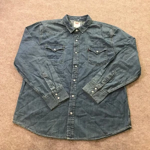 New Levis Shirt Mens 2XL XXL Button Up Pearl Snap Denim Shirt Jean Shirt Western - Picture 1 of 12