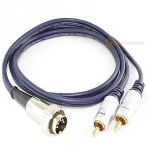 2 METRE TWIST LOCK 5 PIN DIN PLUG TO PHONO RCA PLUGS OFC CABLE FOR NAIM - Picture 1 of 2