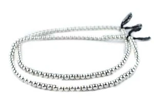 Bright Silver Round Sphere Beads 6mm White Metal Large Hole 16 Inch Strand - Picture 1 of 1