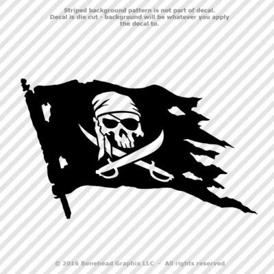 Calcomanía de vinilo Jolly Roger Pirata Calavera y Espadas Bandera XL - 25 colores Foto 1 de 2
