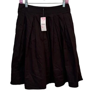 Medium Black pleated short skirt with zipper in back cotton spandex comfortable - Picture 1 of 5