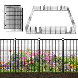 SQIREP 40"H Decorative Garden Metal Fence Animal Barrier No Dig Fencing Outdoor - Picture 1 of 52