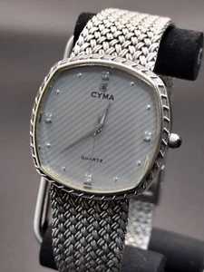Reloj Hombre CYMA 604 Cuarzo Plata 4P Diamante Batería Reemplazada Funcionando - Imagen 1 de 14