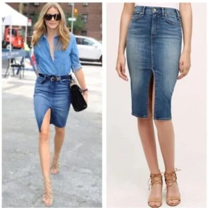 Anthropologie Mcguire Denim Marino Schlitz Bleistiftrock 28 - Bild 1 von 7