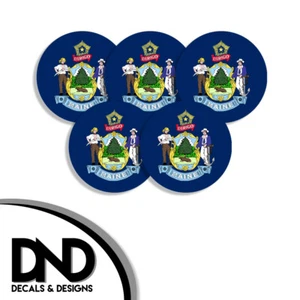 Maine State Flag ME Circle Sticker USA Helmet Decal 5 Pack 2.5in - Picture 1 of 2