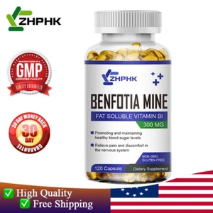 300mg Benfotiamine Capsules Fat Soluble Thiamine Vitamin B1 NON-GMO,Gluten Free - Picture 1 of 11