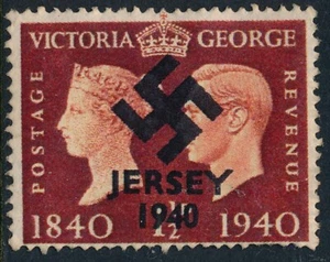 CHANNELS ISLANDS - JERSEY 1940, 1/ 1/2d, WW2 PRIVATE ISSUE, FORGERY STAMP. #A139 - Picture 1 of 2