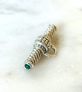 Vintage Judith Ripka Sterling Silver Green Quartz Pin Brooch - Picture 1 of 3