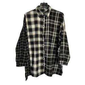 Camicia donna media oversize in flanella a quadri Fashion Nova nuova con etichetta emozioni miste - Foto 1 di 18