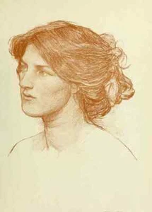 A4 Print Waterhouse John William 1849 1917 Studio 1911 Study in Sanguine 1 - Picture 1 of 1