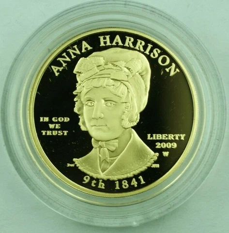 2009-W G$10 Anna Harrison US Mint First Spouse Series Gold Proof Coin Cover