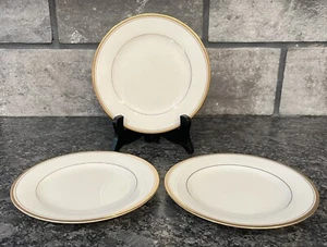 3 Vintage Noritake Ivory China “Linton” 6 3/8” Bread Plates Gold Trim #7552 - Picture 1 of 5