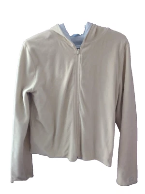 Horny Toad Velour Reversible Hoodie Womens L Full Zip Yellow Stripe Knit Hooded - Image 1 of 4