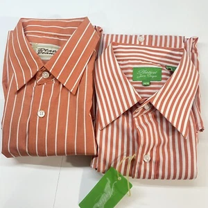NWT PLATINI Men Bundle of 2 Shirts Short Sleeve Striped Sz M Orange Business 8-5 - Picture 1 of 22