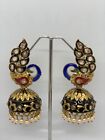 Indian Pakistani Gold Plated Peacock Jhumka Jhumki Party Wear Earring