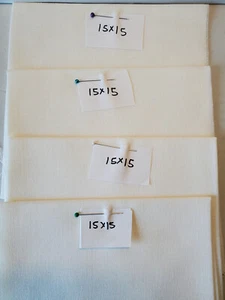 32 Count White Linen Cross Stitch Embroidery Fabric Lot of 4 Pieces 15"x15" - Picture 1 of 1