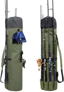 Durable Canvas Fishing Rod and Reel Travel Organizer Bag for 5 Poles - Picture 1 of 9