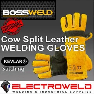 BOSSWELD Leather Welding Gloves, Long Gauntlet Heat Flame Resistant Mig, 700008 - Picture 1 of 2