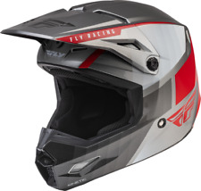 FLY Racing Kinetic Drift Charcoal Lite Grey Red Crosshelm - Free Shipping!
