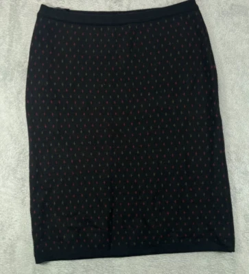 Falda tejida de lana de cordero vintage JEANNE PIERRE 2x falda negra multi geométrica Foto 1 de 4