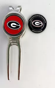 Herramienta de reparación de golf Divot de la NCAA clip de cinturón con marca de bola plateada Georgia Bulldogs - Imagen 1 de 2