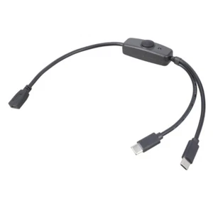 30cm USB 5Pin to Double Type C Charging Cord Y Splitter Cable with Power Button - Afbeelding 1 van 8