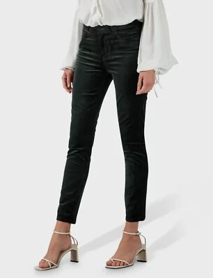 Pantalones para mujer PAIGE Hoxton 25 ultra ajustados terciopelo tiro medio tobillo negros  Foto 1 de 4